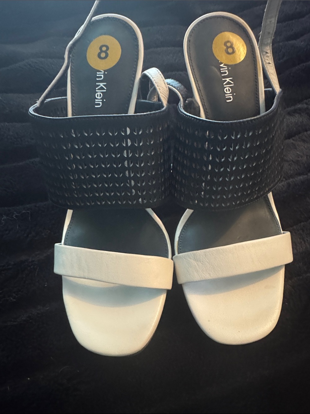 Calvin Klein Black & White Women's Slide Sandals